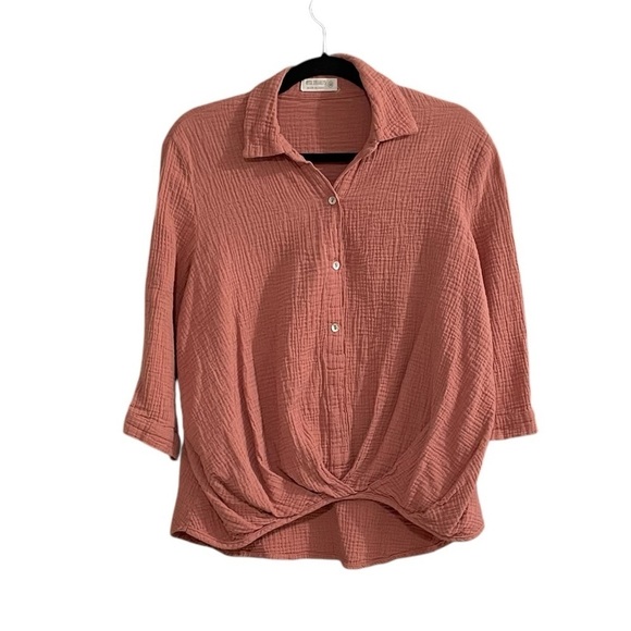 4OUR DREAMERS Tops - 4OUR DREAMERS Linen Oversized Blouse Putty Clay M